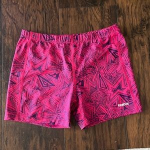 Reebox Hot Pink Spandex Shorts With Navy Blue Stars & Designs Size Youth XL